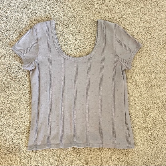 Madewell Pointelle Ribbed Tee VIOLET DUSK - Picture 4 of 6